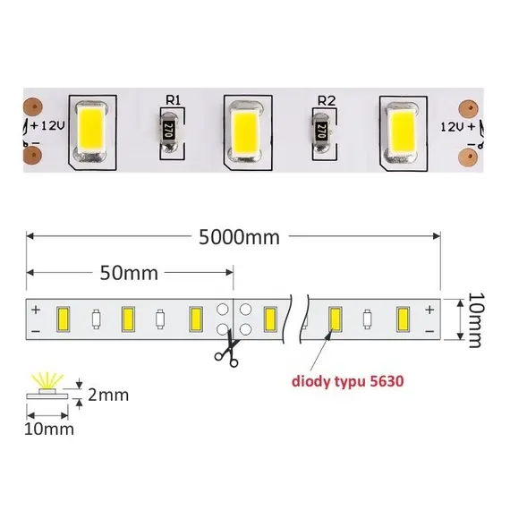 R-5630-300-20-30K-02 LED лента PREMIUM 300 LED 5630 IP20 10 мм 3000К 80W/5m CRI>80 - 2