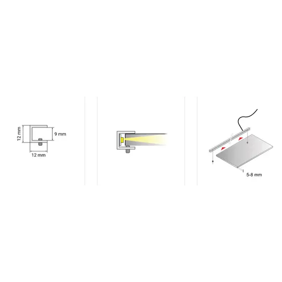 PROF-CEO12X12-AL-2M Профиль для LED ленты PRISMATIC SLIM, 2 метра - 1