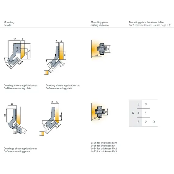 242-0H48-650-00 Петля B-type i3 с доводчиком Glissando угловая 45 110/45/18 мм - 6