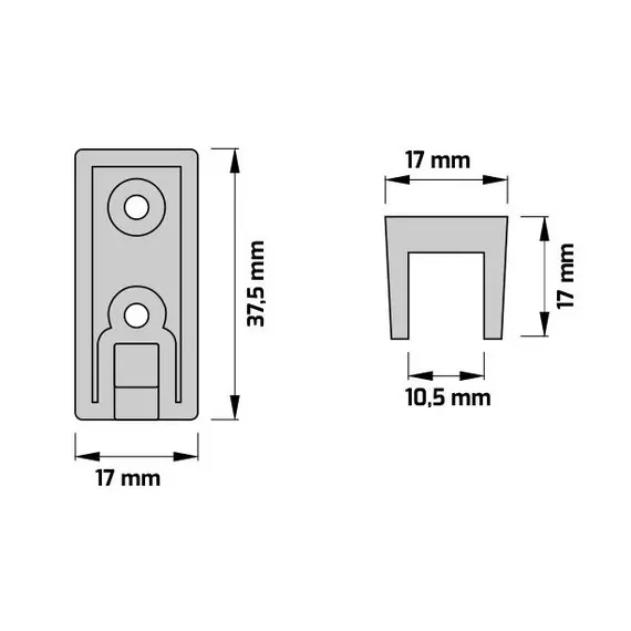 OP2-UCH-REL-S-SZ-01W Заглушка для профиля Reling Slim, серая - 2
