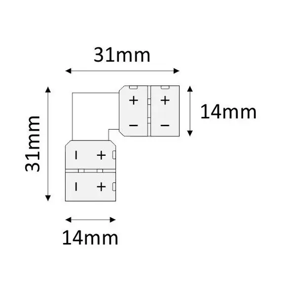 MO-LF10-L-D1 Коннектор для LED ленты 10 мм, угловой - 1