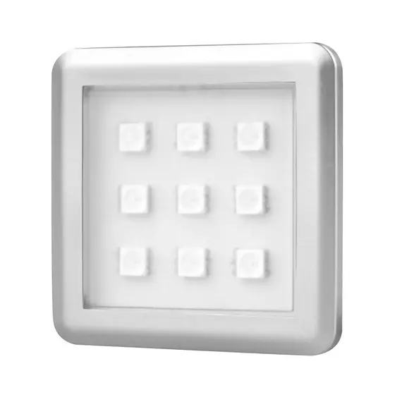 SQUARE2-AL-RGB-01W Светильник LED SQUARE 2 RGB, 2,0W 12VDC 9LED, провод 2 м, алюминий