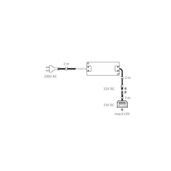 U12-024-SP-2C0-4W6 Блок питания LED STANDARD PLUS 24W 12VDC, черный провод 6 м, разветвитель 6 гнезд - 2