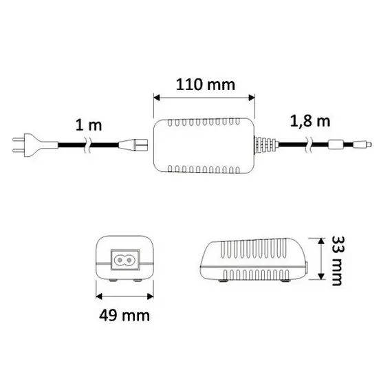 TRA-PLD-38W Блок питания LED PLD 38W 12VDC, провод 2,8 м, коннектор JACK - 1