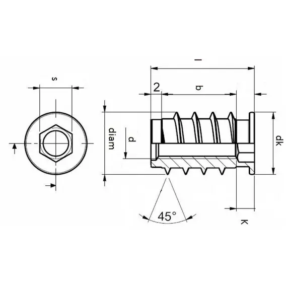 314A006012Z Футорка М6х12 мм (цинк) - 1