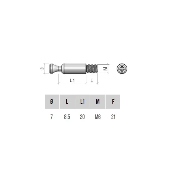 TF80FZ Дюбель стяжной TRIO М6 D7х8,5 мм, цинк - 2