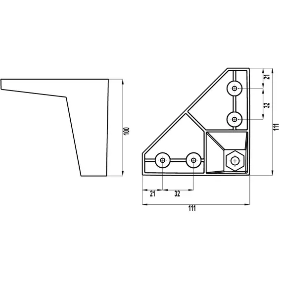 Нерег. ножка-опора X-041 100 черный RAL 9005 матовый - 1