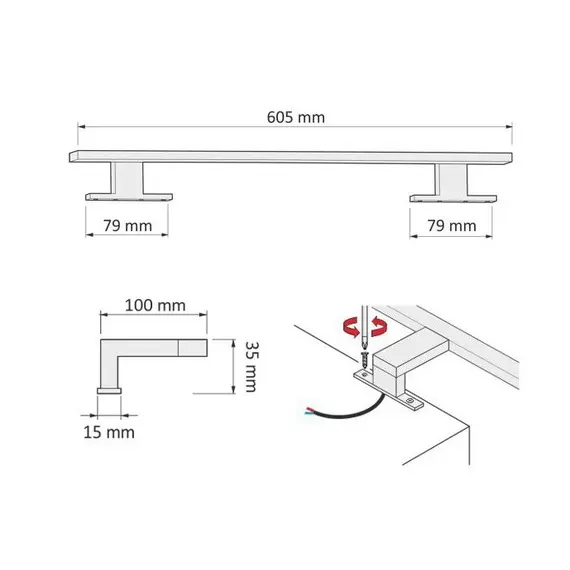 AMBER-XL-30K-01 Светильник LED AMBER IP44 9W 230VAC 3000К, провод 30 см (х2), хром - 3