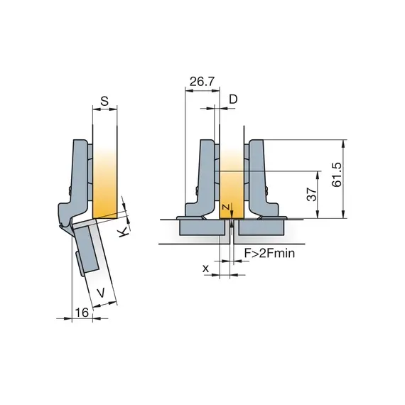 915-0007-050-0X Петля S-Type plus PUSH 110/45/9 мм - 5