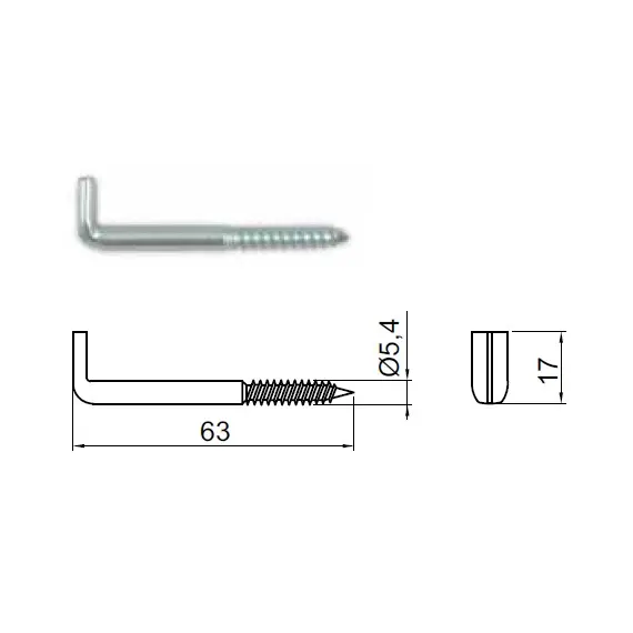 585.5463.40 Крюк-шуруп Г-образный 5,4х63 - 1