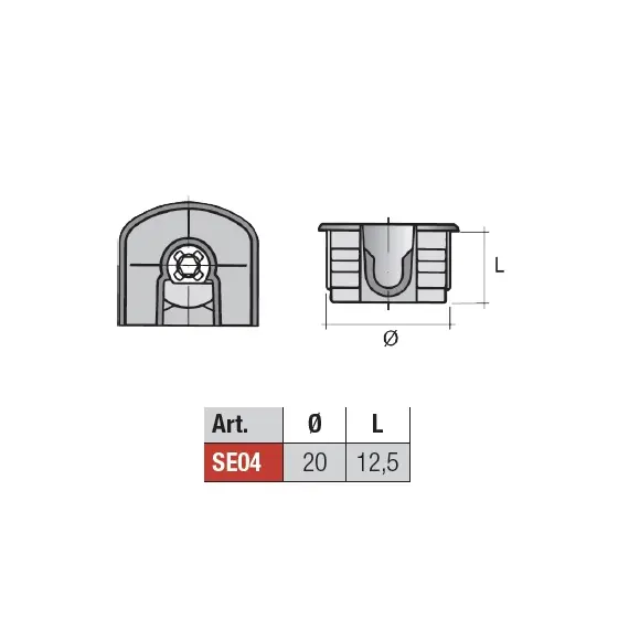 SE04PNE Эксцентрик D20x12,5 мм, пластик черный - 1