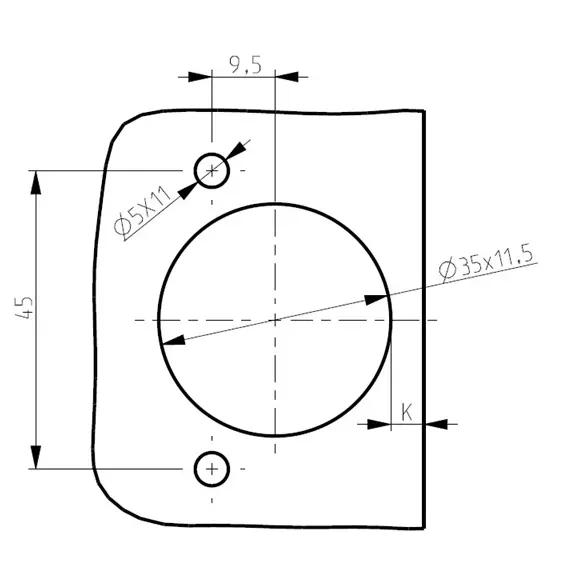 248-0951-650-00 Петля S-Type для фальшпанели 110/45/0 мм с винтами (для планки 244-0955-650) - 1