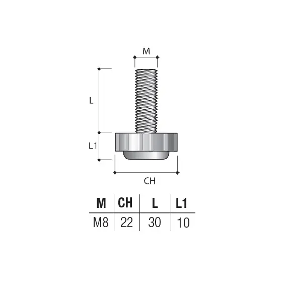 PI06PNE Опора регулируемая M8x30, D22 - 1