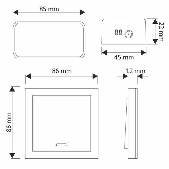 STER-KLA-12A-RF-01 Диммер кнопочный с контроллером LED MONO RF 12VDC 12A - 1
