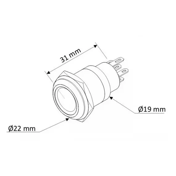 WYL-WAND-19-LED-GR Выключатель LED 19 мм IP67 - 1