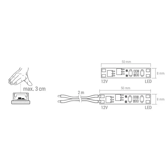 WYL-IR-RUMMY-02W Выключатель в LED профиль IR RUMMY 12VDC 60W, провод 2 м - 1