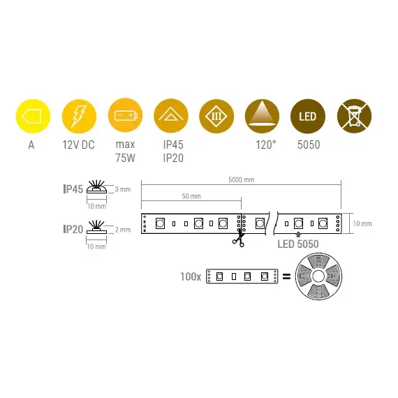 R-LFL3-10MM-300-RGB1 LED лента RGB 300 LED IP45 10 мм 75W/5m - 1