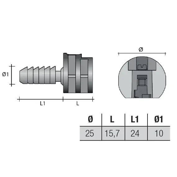 SI36PNEZZ Соединитель, пластик черный - 2