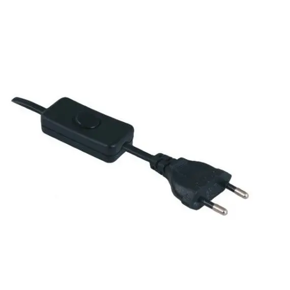 PRZ-3M-PC1-CZARNY Провод с вилкой 3м 2x0,75mm2 с ручным выключателем черный