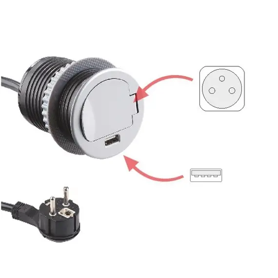 SINGLEBOX-1G1U-DE-01 Удлинитель SINGLE BOX 1xSchuco(розетка) 1xUSB, провод 1,8 м - 1