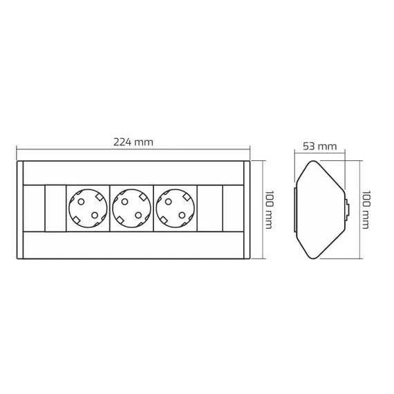 CORNERBOX-BI-3DE Удлинитель CORNER BOX 3xSchuco(розетка), белый, провод 1,8м - 1