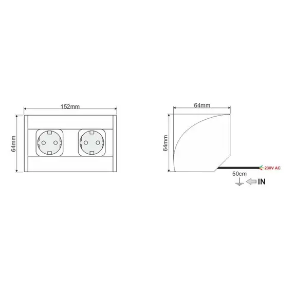 CORNER-ALU-2G-DE-1 Розетка CORNER BOX 2xSchuco(розетка) - 1