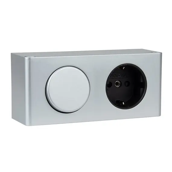 KOMBIBOX-SCHU-06 Розетка MINI BOX Schuco(розетка), 1 выключатель, алюм