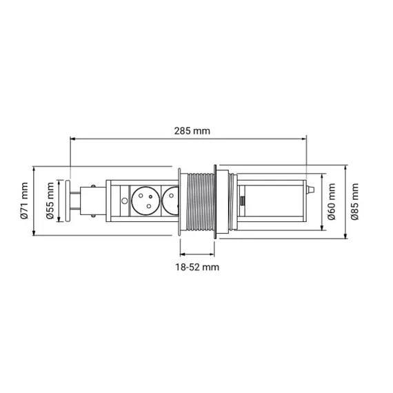 LIFTBOX-STD-3FR-U-WG Удлинитель LIFT BOX 3xFrench(розетка) 2xUSB, серый, провод 1,8 м - 2