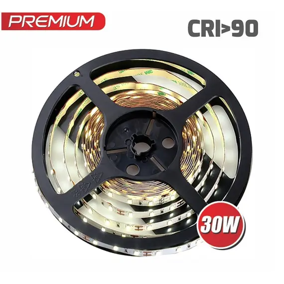 R-2835-300-45-30K-90-02 LED лента PREMIUM 300 LED 2835 IP45 8 мм 3000К 30W CRI>90