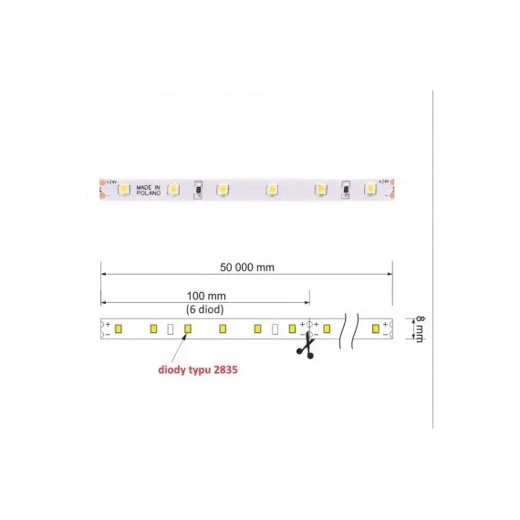 R-24-2835-50-20-40K-01 LED лента PREMIUM 60LED/1м 50 м 2835 IP20 8 мм 4000К 5W/1m - 1