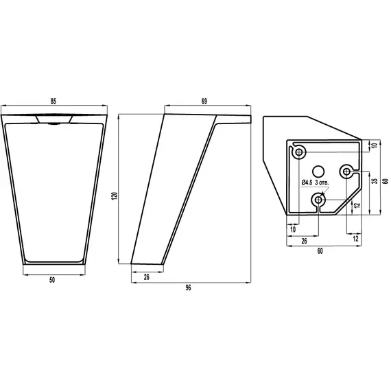 Нерег. ножка-опора X-039 120 DiPi ель матовая - 1