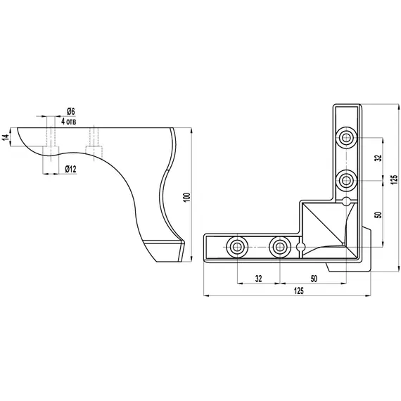 Нерег. ножка-опора X-020 100 RAL 1013 жемчужно-белый матовый ПЗ - 1