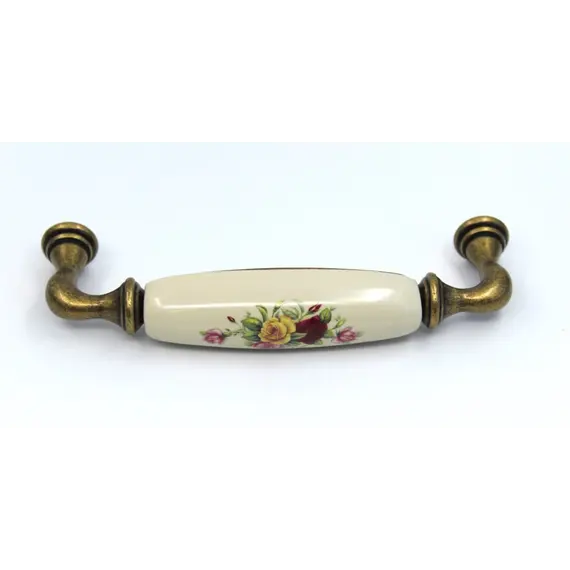15136P1283G.09 Ручка скоба керамика Букет, шампань, Флоренция, 128 мм - 3