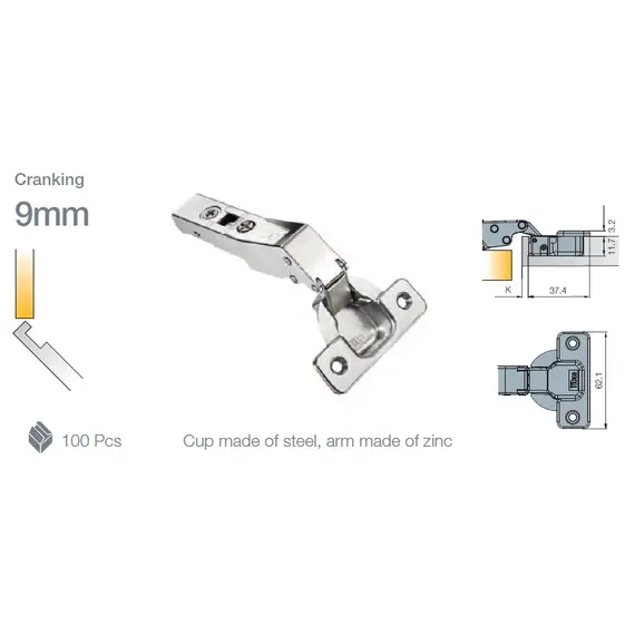 702-0E18-650-00 Петля T-Type угловая 45 110/48/9 мм с cистемой ускоренной сборки Easy-fix - 3