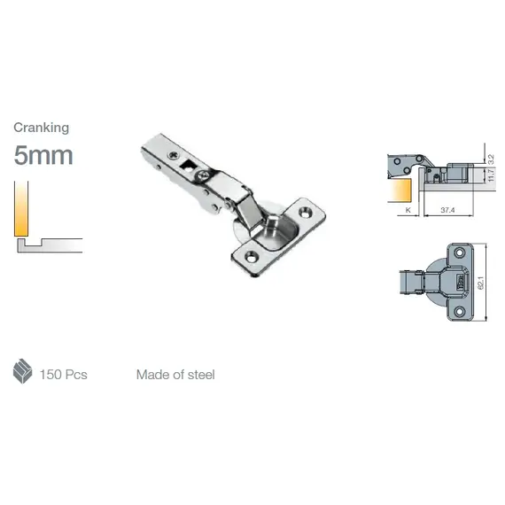 702-0BK4-054-00 Петля T-Type 110/45/5 мм с cистемой ускоренной сборки Easy-fix - 3