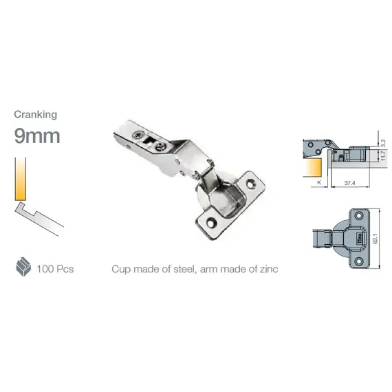 702-0E65-650-00 Петля T-Type угловая 30 110/48/9 мм с cистемой ускоренной сборки Easy-fix - 3