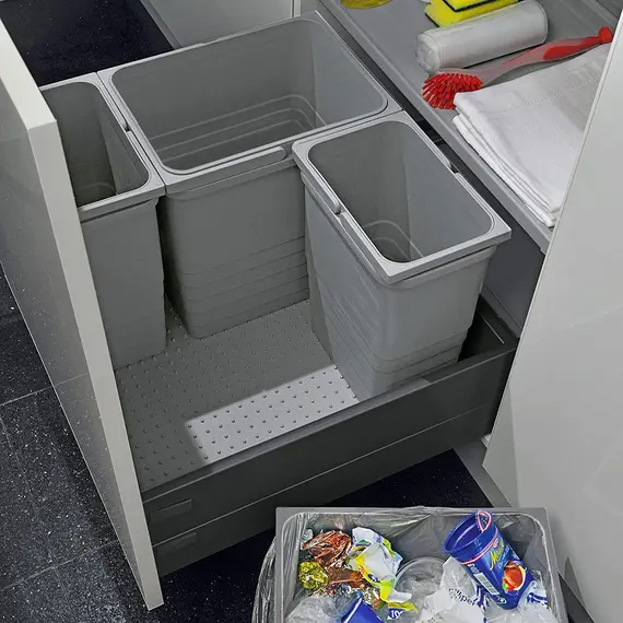 5074.90.41616 Контейнер для мусора 42 л 412*230*560 мм (alu grey) Eins2vier Ninka - 6