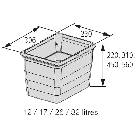 5075.90.41616 Контейнер для мусора 32 л 306*230*560 мм (alu grey) Eins2vier Ninka - 1