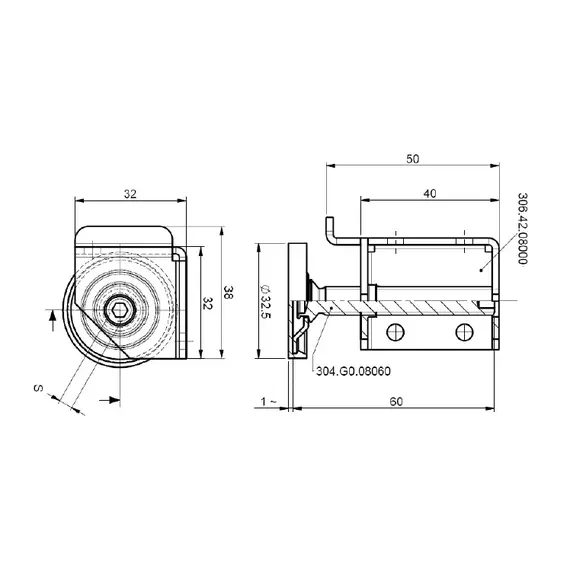 3064408060 Опора регулируемая левая M8X60 - 1