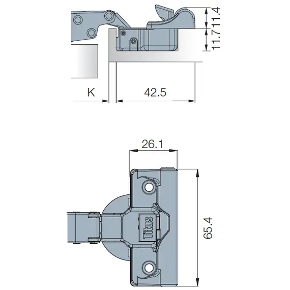701-0CT6-054 Петля 110/45/9 T-type Glissando с доводчиком установка без инструментов PressTo - 2