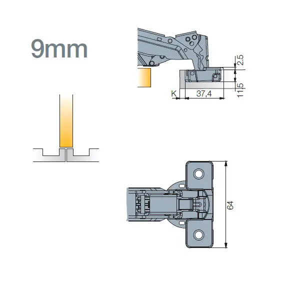 701-0GT4-054-00 Петля T-type-i 170/45/9 мм с cистемой ускоренной сборки Easy-fix - 4