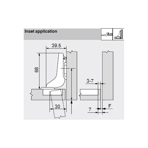 71B3750 Петля Clip top Blumotion стандартная 110°, вкладная, чашка петли: на шурупы, никель - 1