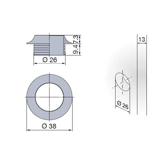 980-4844-211 Розетка 13 мм цилиндра замка Push Lock/ Push Esp Lock, хром - 1