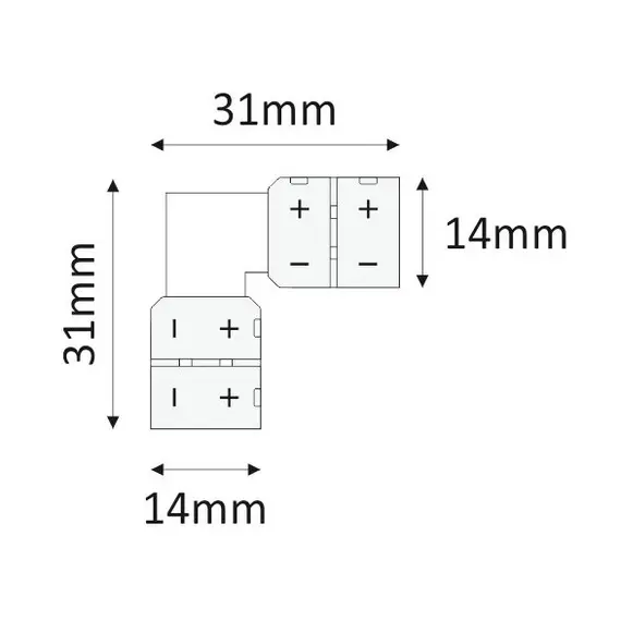 MO-LF10-RGB-L-D1 Коннектор для LED ленты 10 мм, угловой, RGB - 1