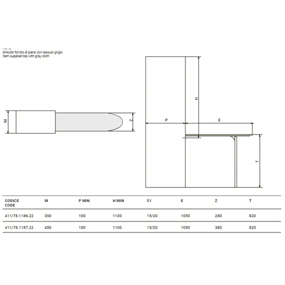 Доска гладильная откидная встраиваемая Prua Lift 450 арт.411/78.1187.02 - 2
