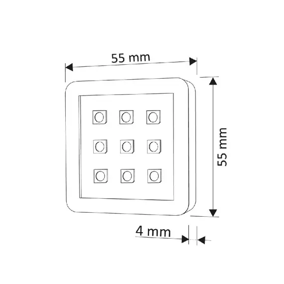SQUARE2-AL-RGB-01W Светильник LED SQUARE 2 RGB, 2,0W 12VDC 9LED, провод 2 м, алюминий - 1
