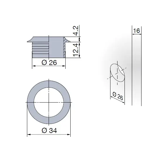 980-4842-251 Розетка 16 мм цилиндра замка Push Lock/ Push Esp Lock, никель - 2