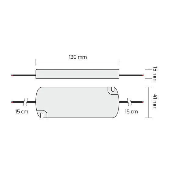 TRA-S-IP44-15W-T-01 Блок питания SLIM LED PREMIUM 15W 12VDC IP44, провод 2х15 см - 1