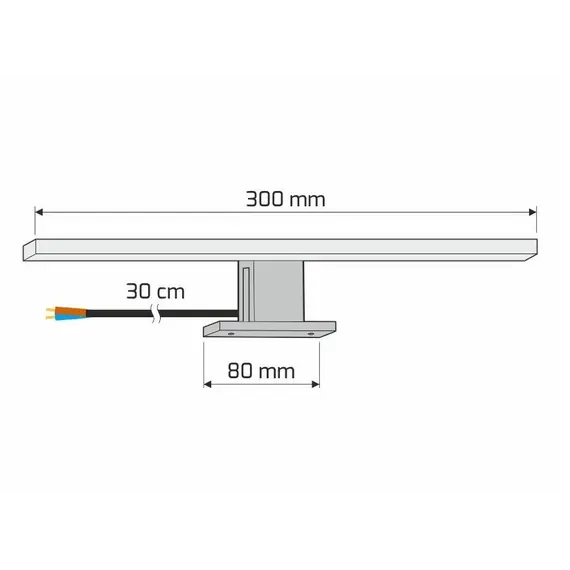 MIRA-U-30K-01 Светильник LED MIRA IP44 8W 230VAC 3000К, провод 30 см, хром - 3
