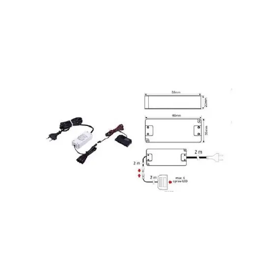 U12-007-SP-2C0-4W6 Блок питания LED STANDARD PLUS 7W 12VDC, черный провод 6 м, разветвитель 6 гнезд